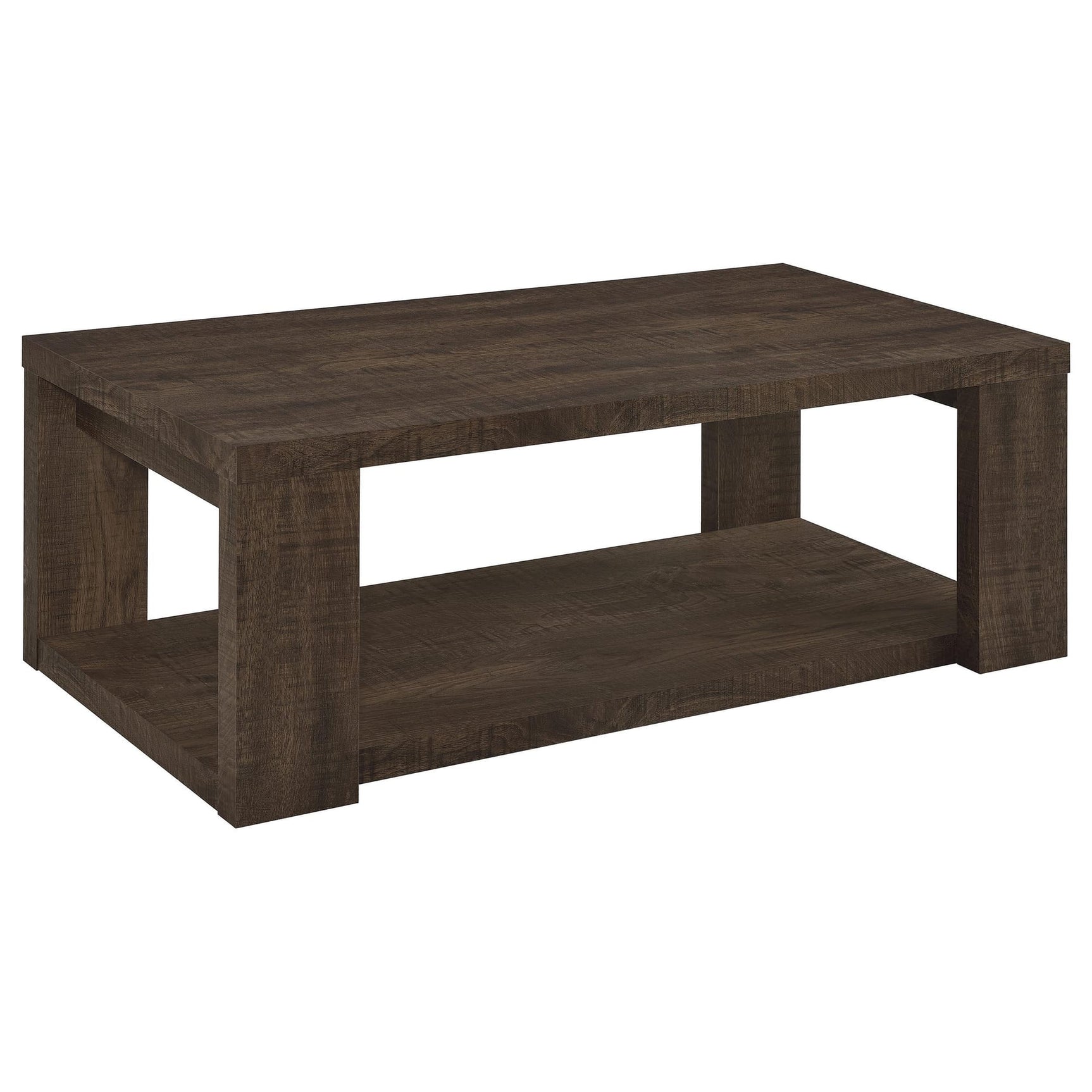 Pavone Rectangular Coffee Table with Open Lower Shelf Dark Rustic Mango from Decor Furniture