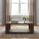 Pavone Rectangular Coffee Table with Open Lower Shelf Dark Rustic Mango view 2