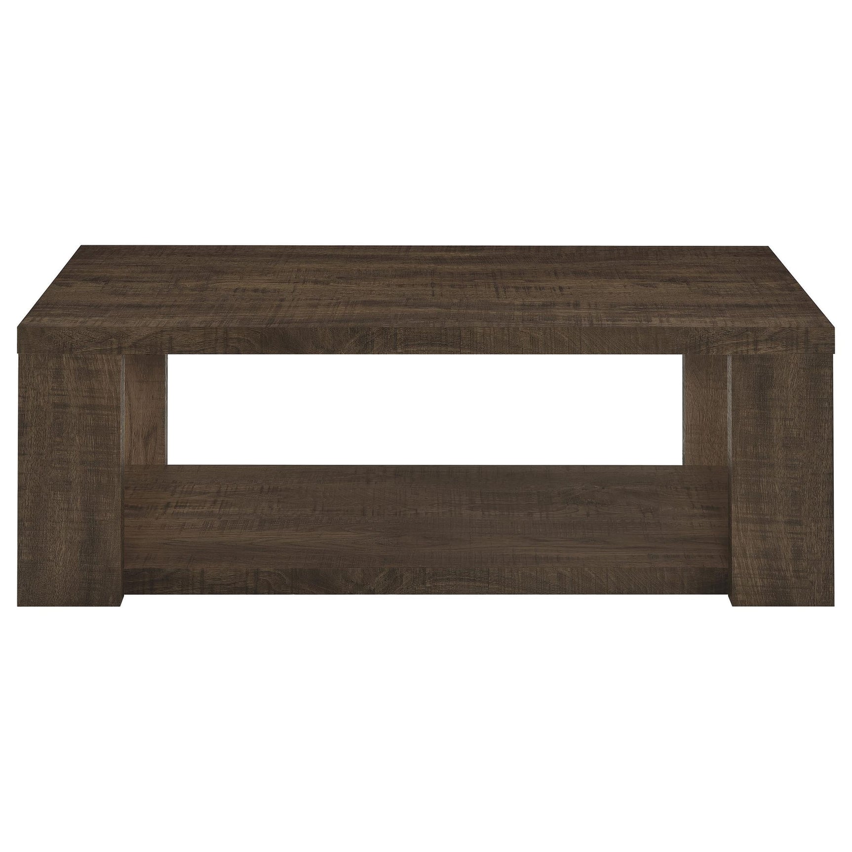 Pavone Rectangular Coffee Table with Open Lower Shelf Dark Rustic Mango view 3
