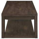 Pavone Rectangular Coffee Table with Open Lower Shelf Dark Rustic Mango view 4