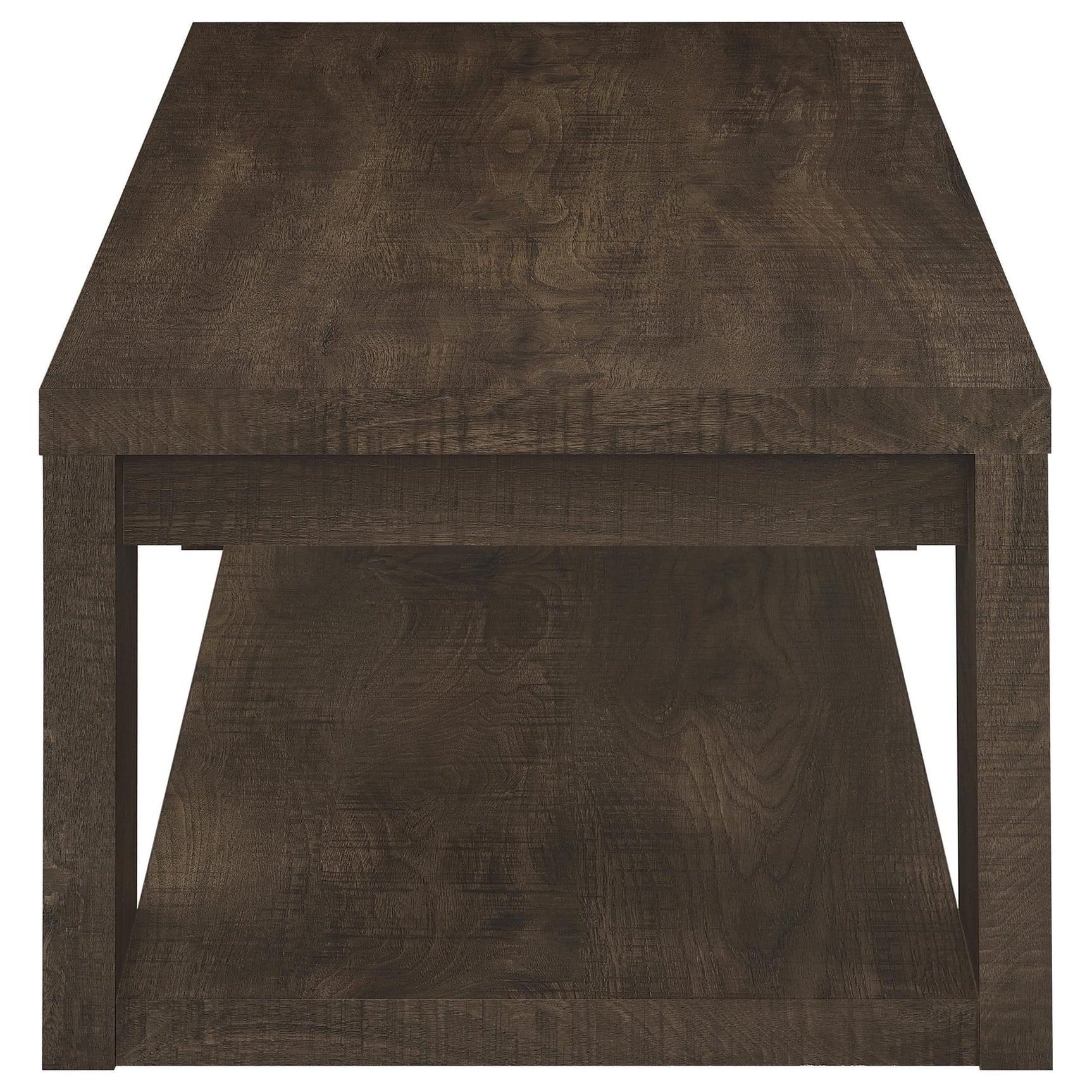 Pavone Rectangular Coffee Table with Open Lower Shelf Dark Rustic Mango view 4