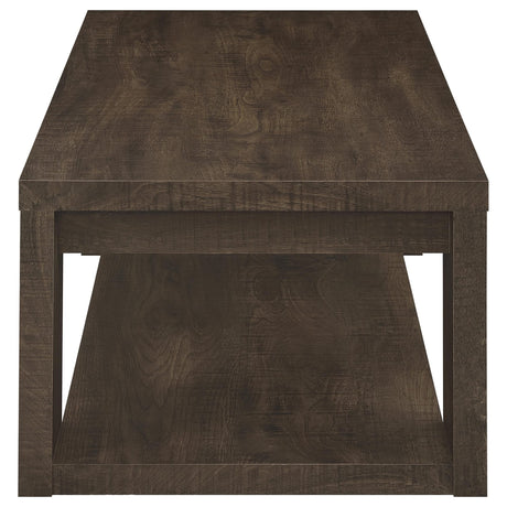 Pavone Rectangular Coffee Table with Open Lower Shelf Dark Rustic Mango view 6