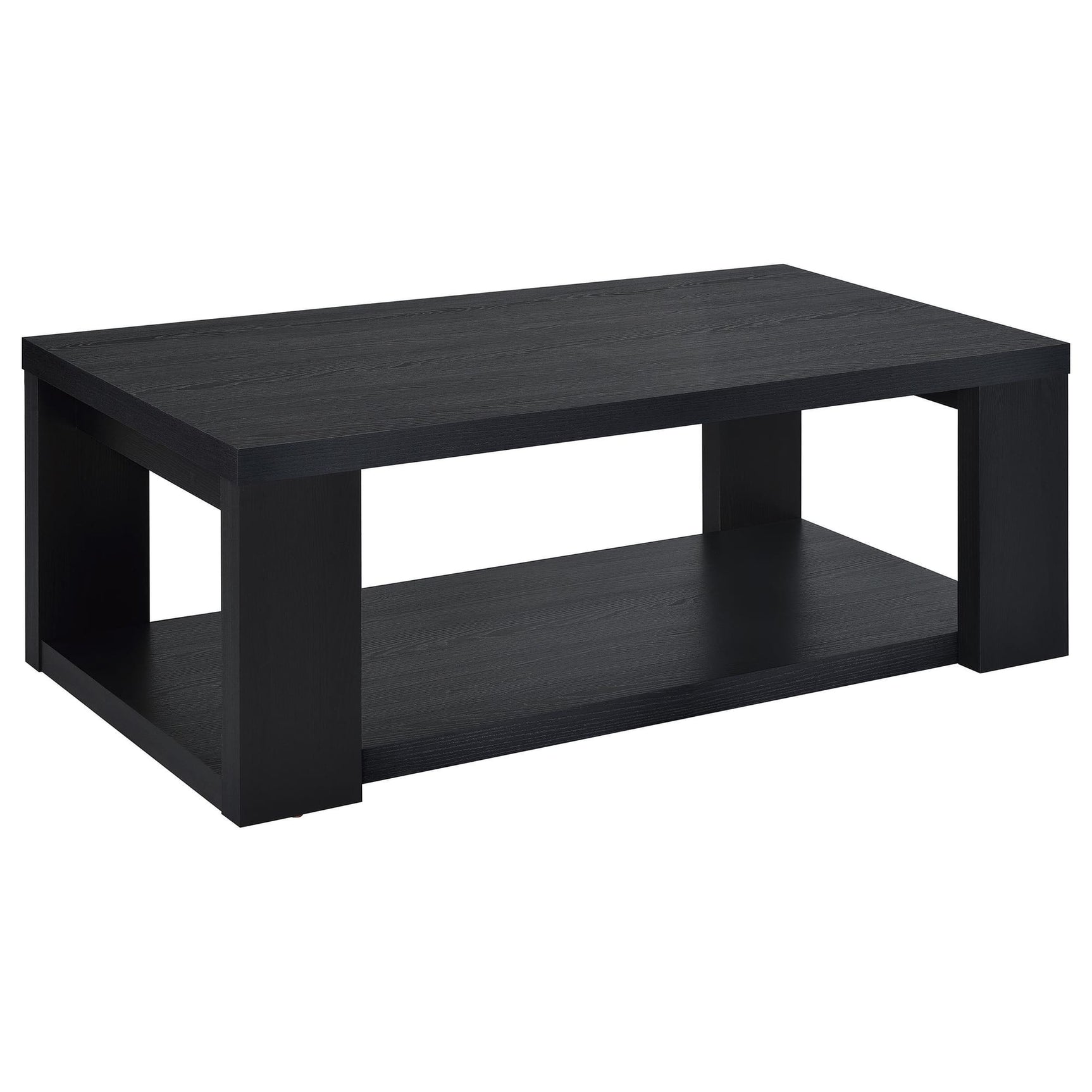 Pavone Transitional Rectangular Coffee Table with Open Lower Shelf Black from Decor Furniture