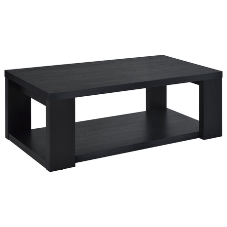 Pavone Transitional Rectangular Coffee Table with Open Lower Shelf Black from Decor Furniture