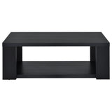 Pavone Transitional Rectangular Coffee Table with Open Lower Shelf Black view 3