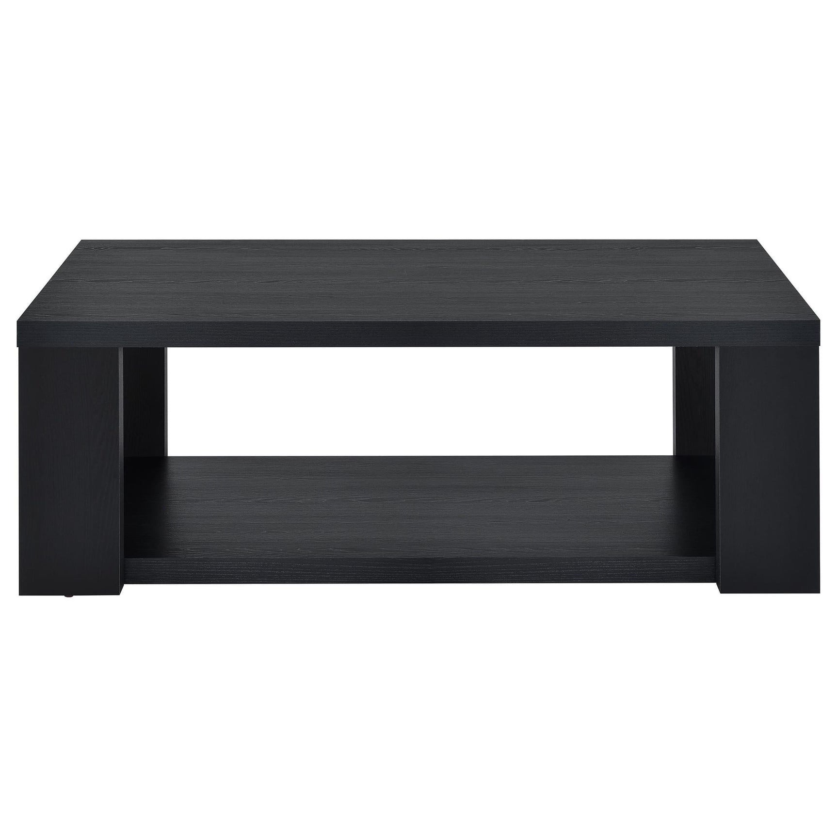 Pavone Transitional Rectangular Coffee Table with Open Lower Shelf Black view 3
