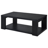 Pavone Transitional Rectangular Coffee Table with Open Lower Shelf Black view 4