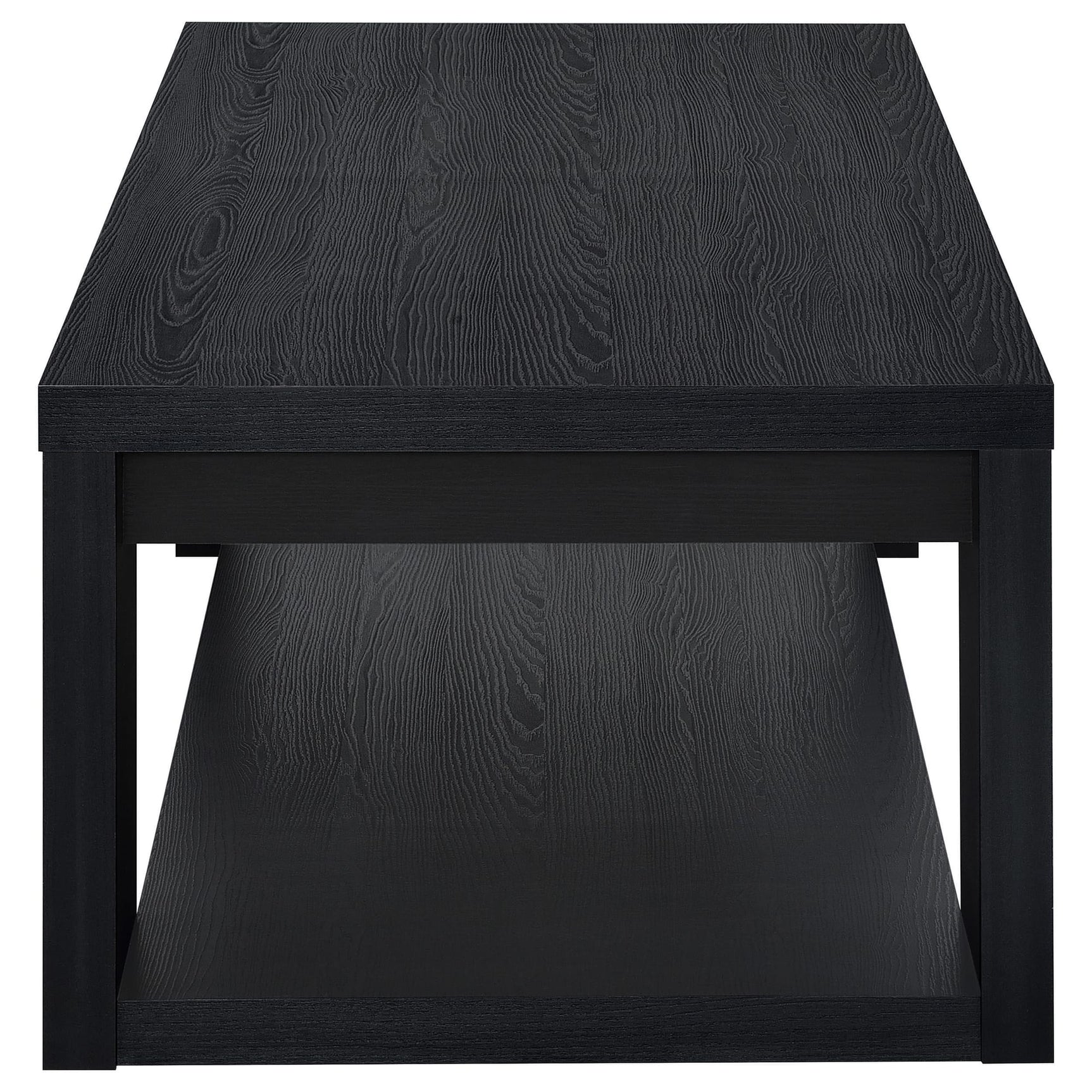 Pavone Transitional Rectangular Coffee Table with Open Lower Shelf Black view 5