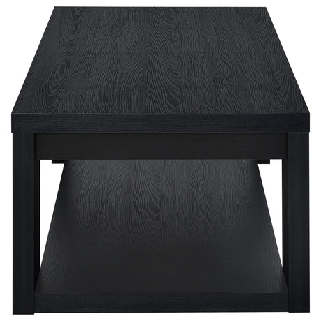 Pavone Transitional Rectangular Coffee Table with Open Lower Shelf Black view 5