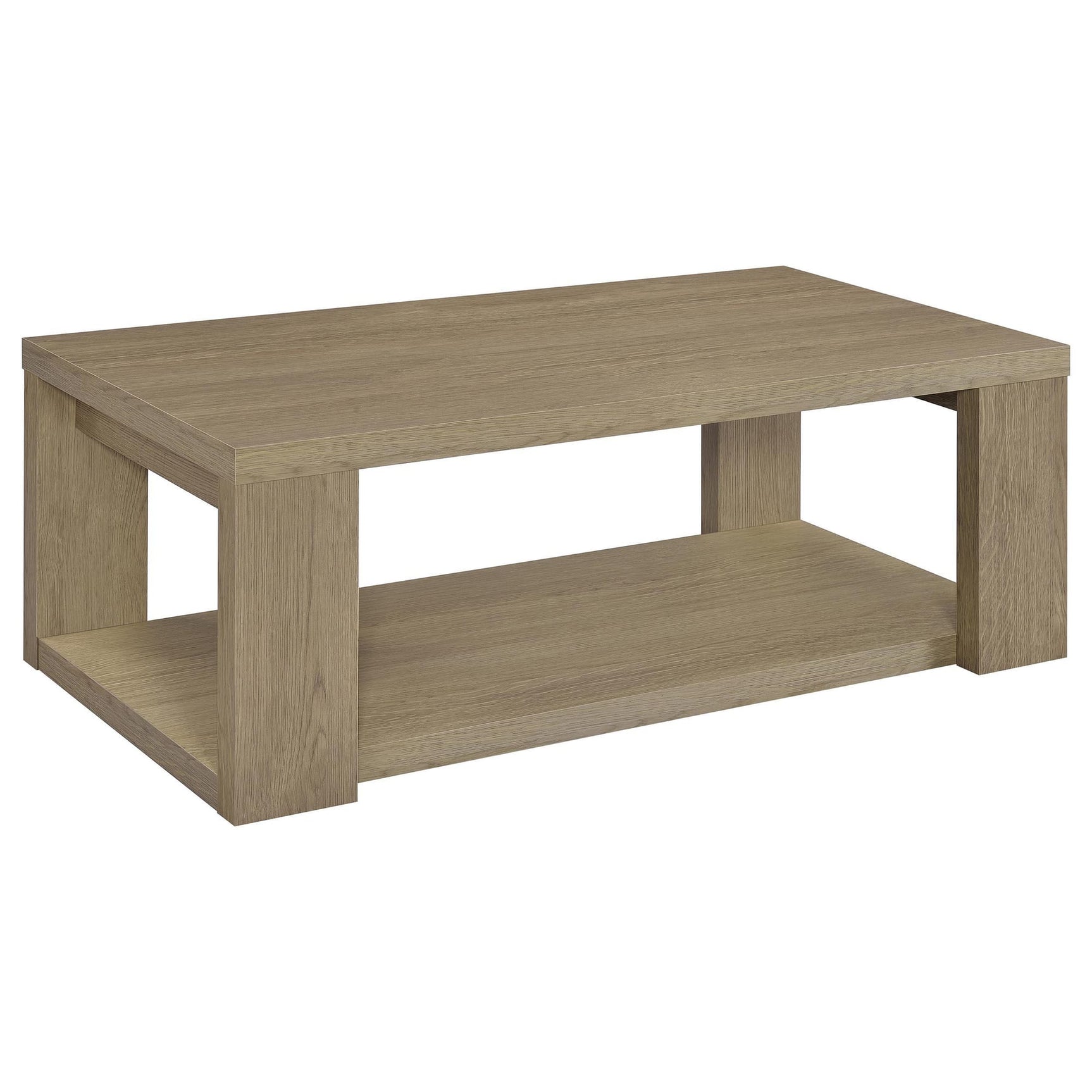 Pavone Transitional Rectangular Coffee Table with Open Lower Shelf Latte from Decor Furniture