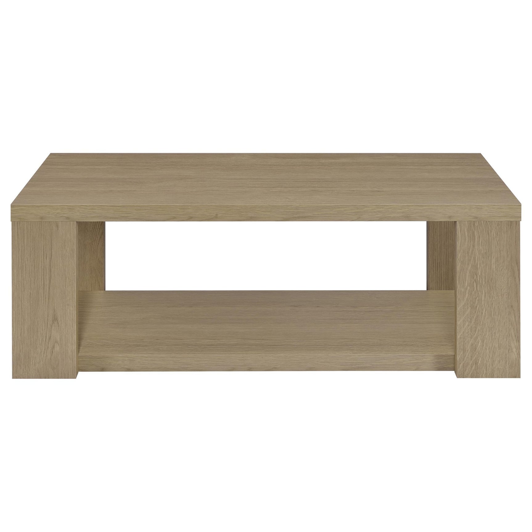 Pavone Transitional Rectangular Coffee Table with Open Lower Shelf Latte view 3