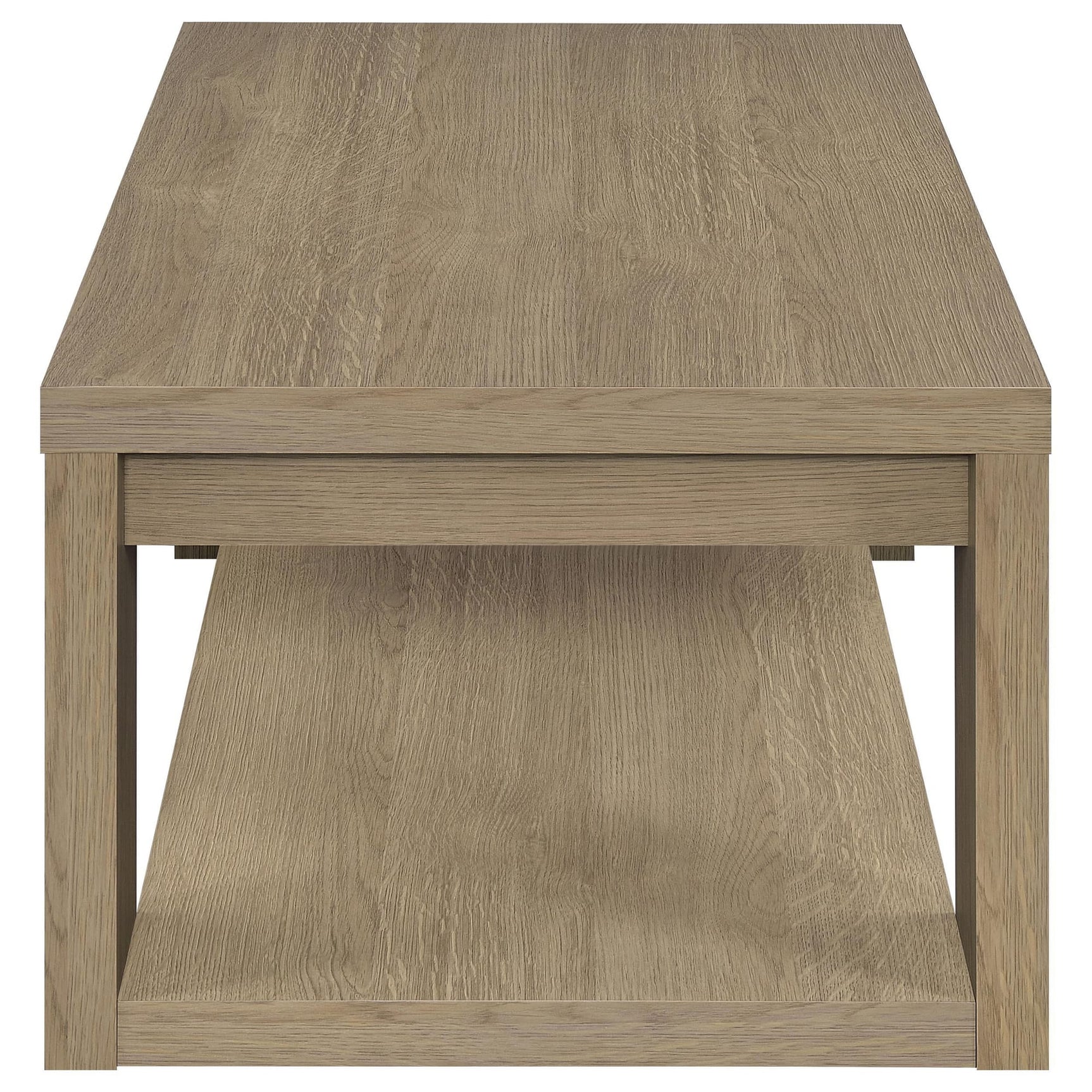 Pavone Transitional Rectangular Coffee Table with Open Lower Shelf Latte view 5