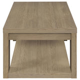 Pavone Transitional Rectangular Coffee Table with Open Lower Shelf Latte view 6