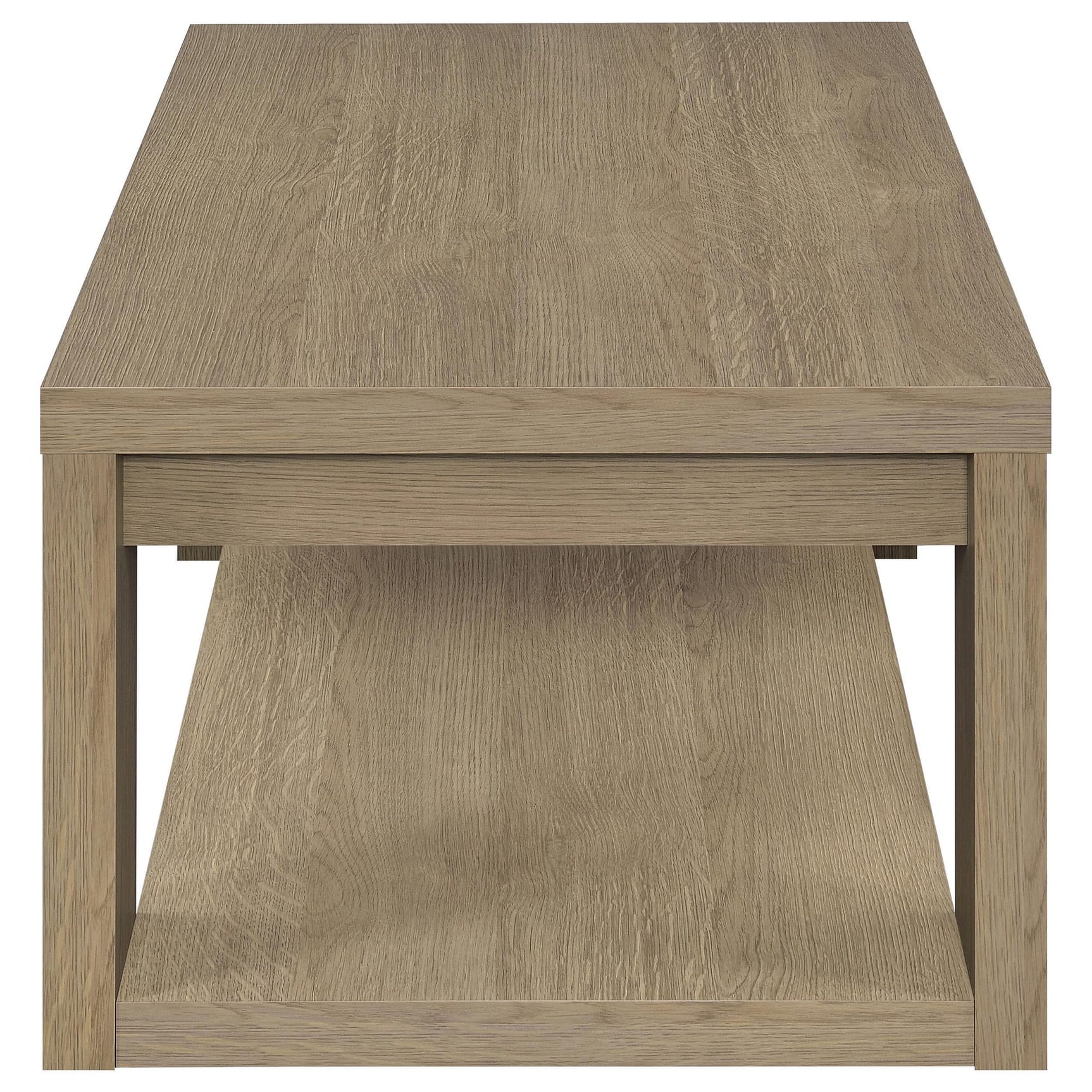 Pavone Transitional Rectangular Coffee Table with Open Lower Shelf Latte view 6