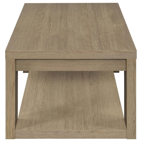 Pavone Transitional Rectangular Coffee Table with Open Lower Shelf Latte view 6