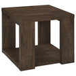 Pavone Transitional Square End Table with Lower Shelf Dark Rustic Mango from Decor Furniture