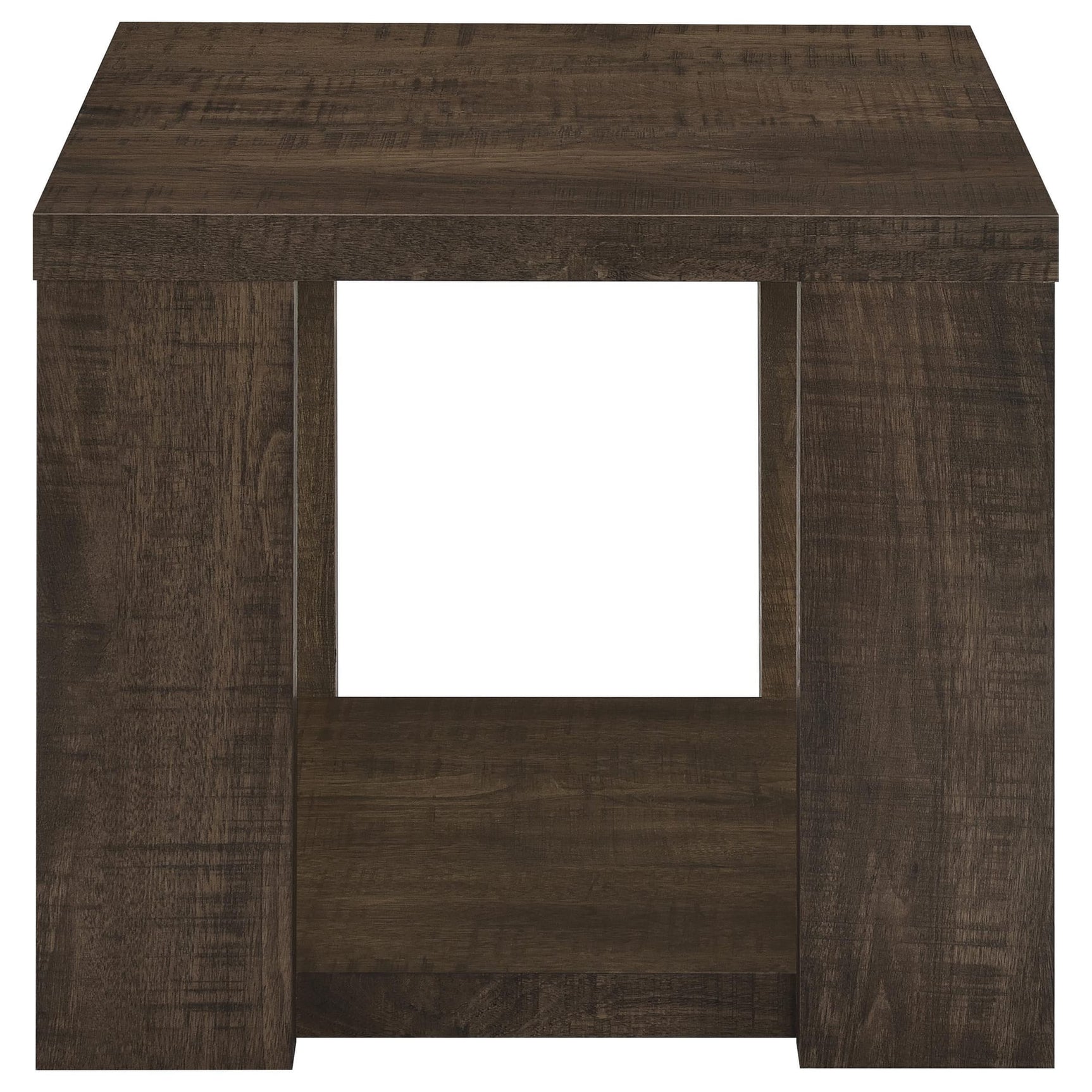 Pavone Transitional Square End Table with Lower Shelf Dark Rustic Mango view 3