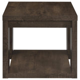 Pavone Transitional Square End Table with Lower Shelf Dark Rustic Mango view 5