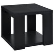 Pavone Transitional Square Storage End Table with Open Lower Shelf Black from Decor Furniture