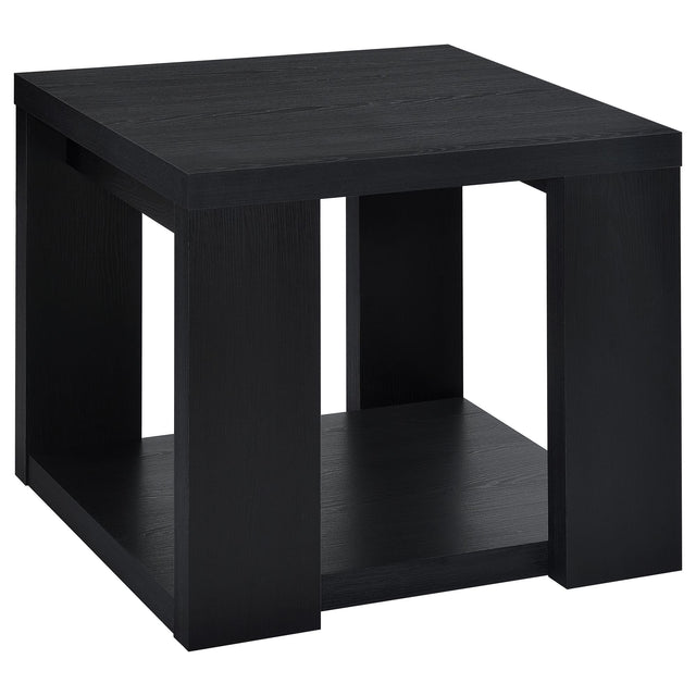 Pavone Transitional Square Storage End Table with Open Lower Shelf Black from Decor Furniture