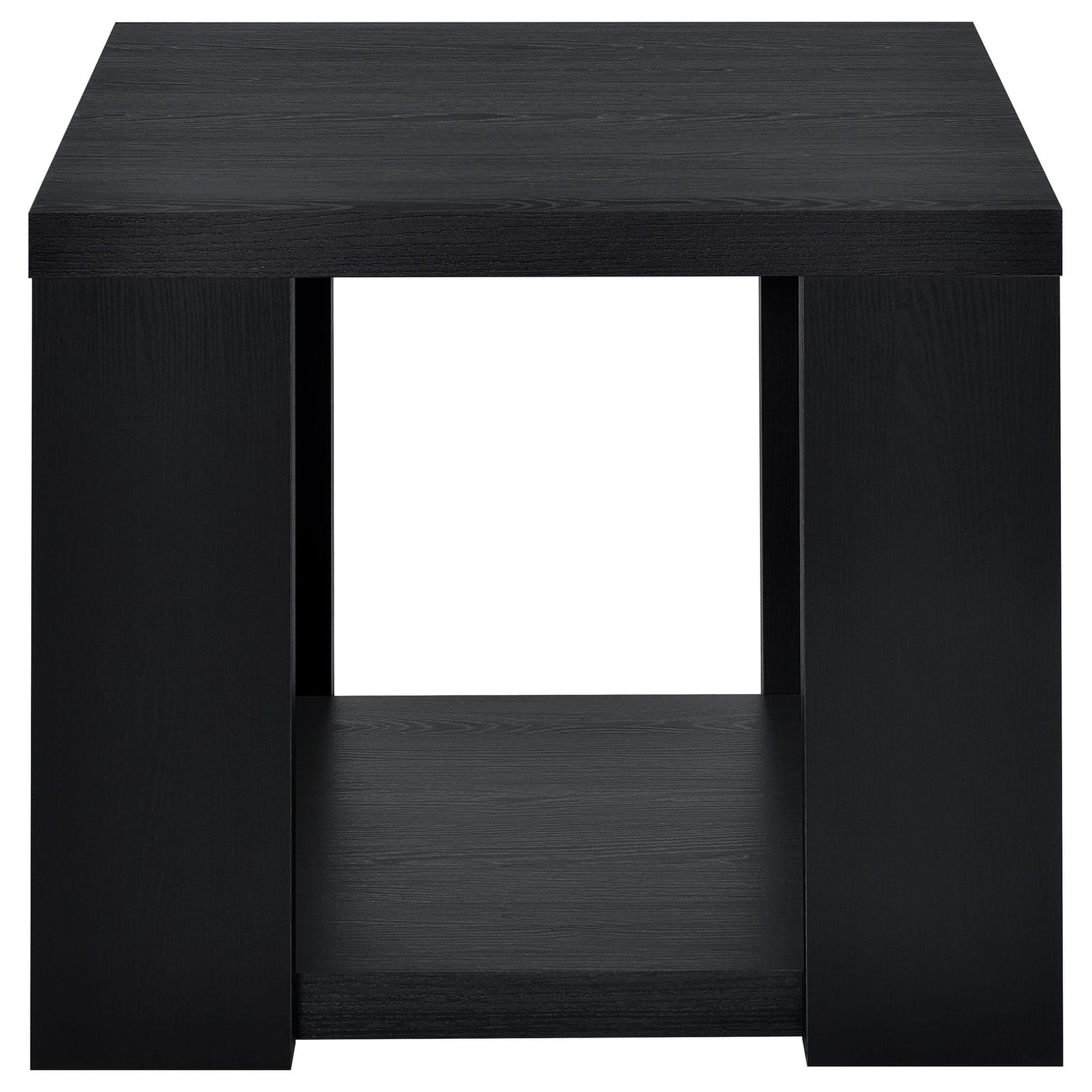 Pavone Transitional Square Storage End Table with Open Lower Shelf Black view 3