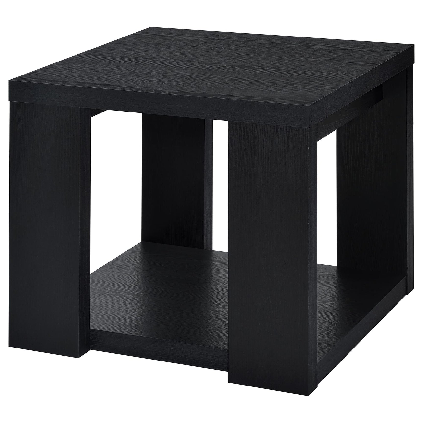 Pavone Transitional Square Storage End Table with Open Lower Shelf Black view 4