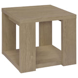 Pavone Transitional Square Storage End Table with Open Lower Shelf Latte from Decor Furniture