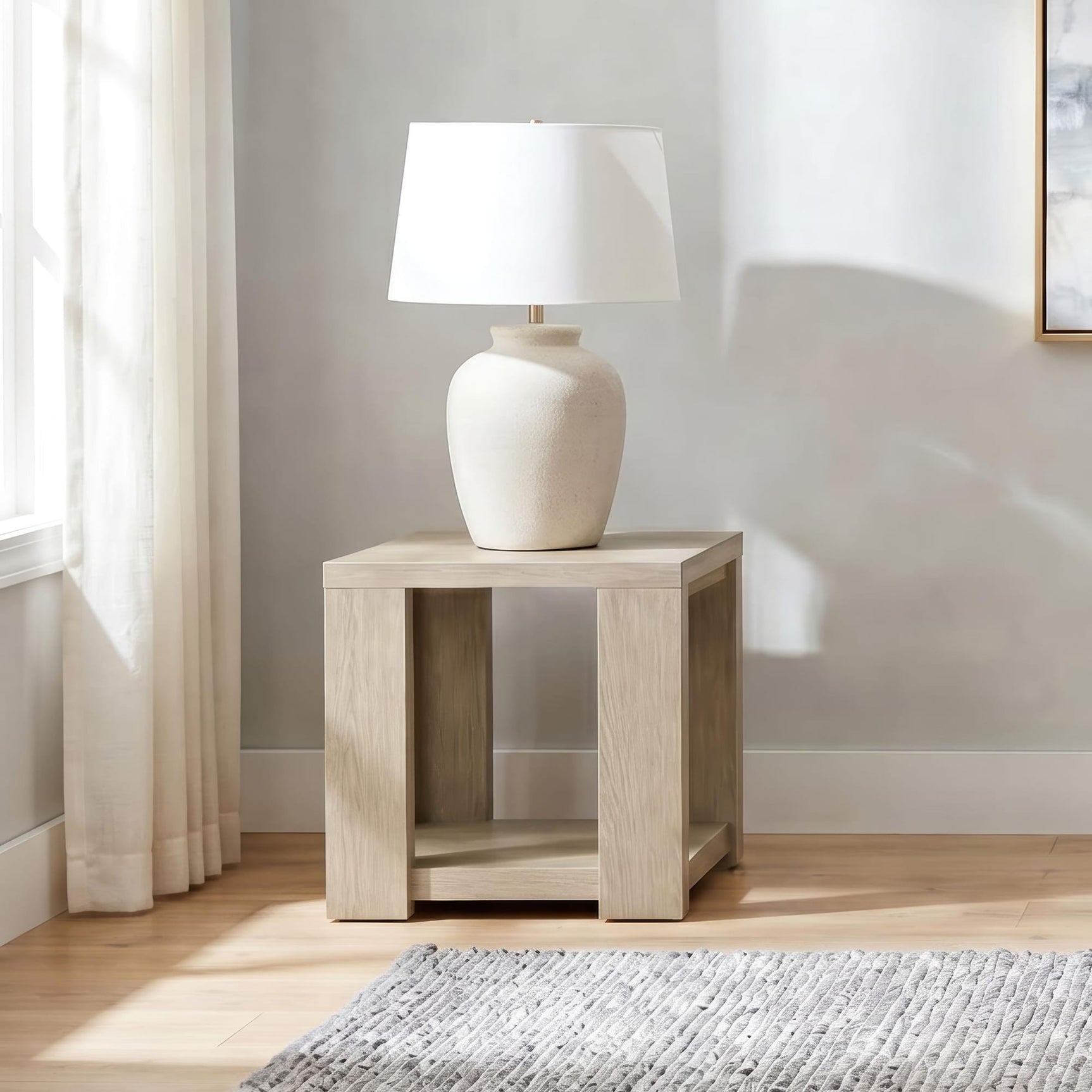 Pavone Transitional Square Storage End Table with Open Lower Shelf Latte view 2