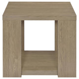 Pavone Transitional Square Storage End Table with Open Lower Shelf Latte view 3