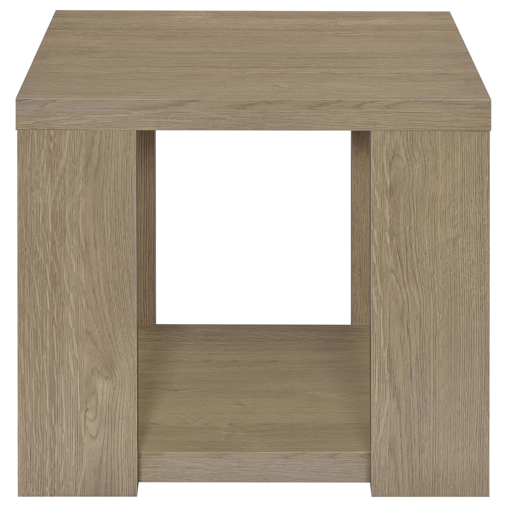 Pavone Transitional Square Storage End Table with Open Lower Shelf Latte view 3
