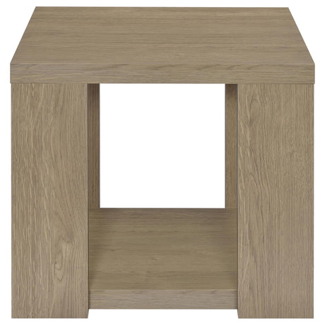Pavone Transitional Square Storage End Table with Open Lower Shelf Latte view 3