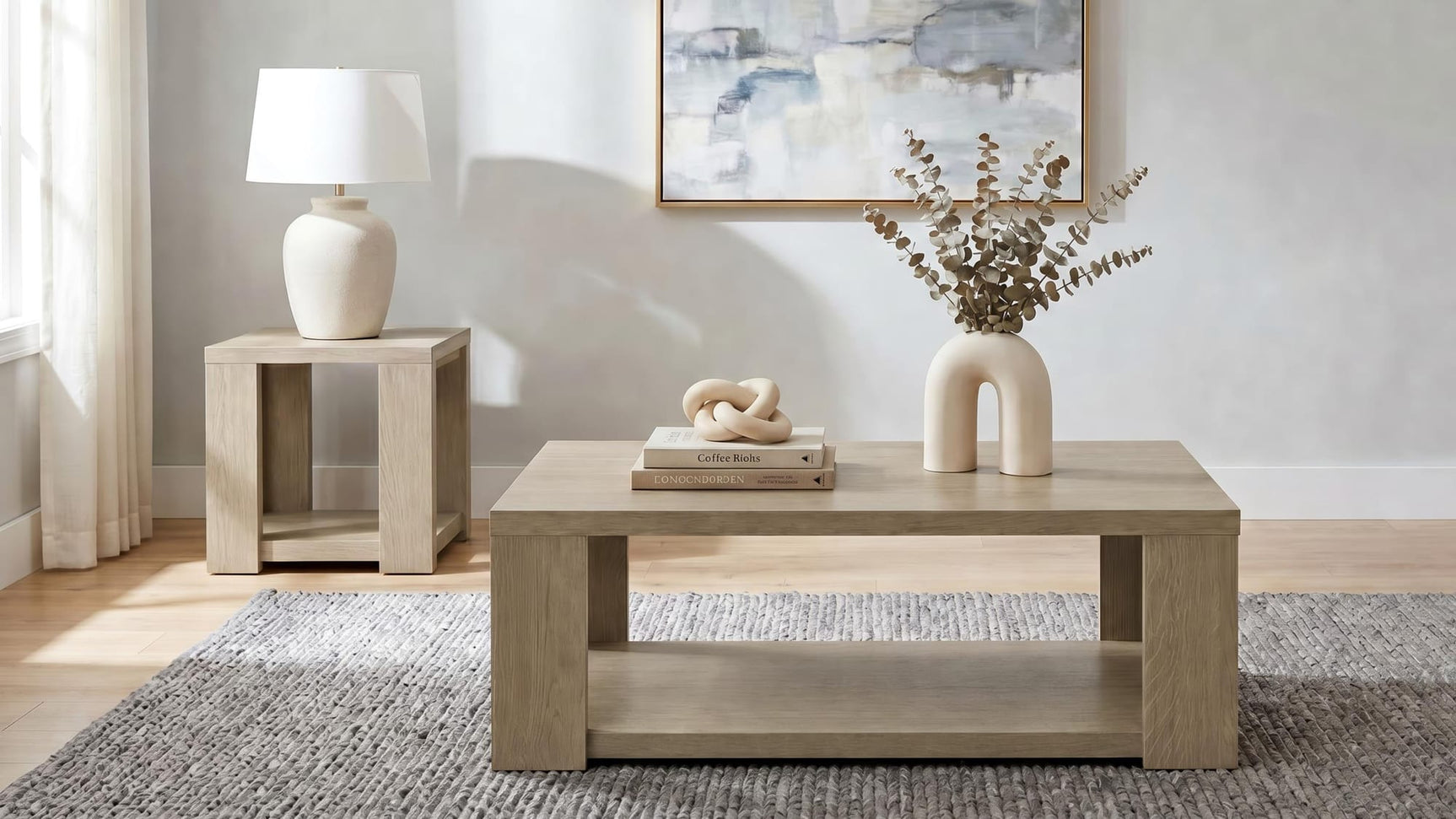 Pavone Transitional Square Storage End Table with Open Lower Shelf Latte view 9