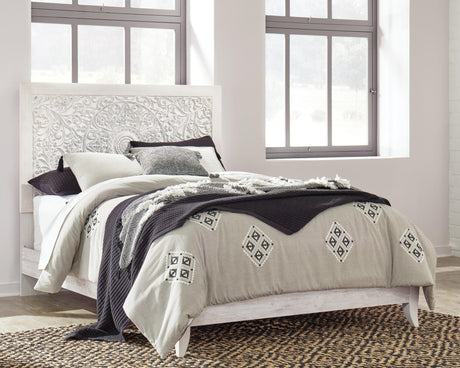 Paxberry Whitewash Panel Bedroom Set Queen 3: Bed, Dresser, Mirror from Decor Furniture