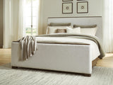 Radkin Burnished Brown Queen Upholstered Panel Bed view 2