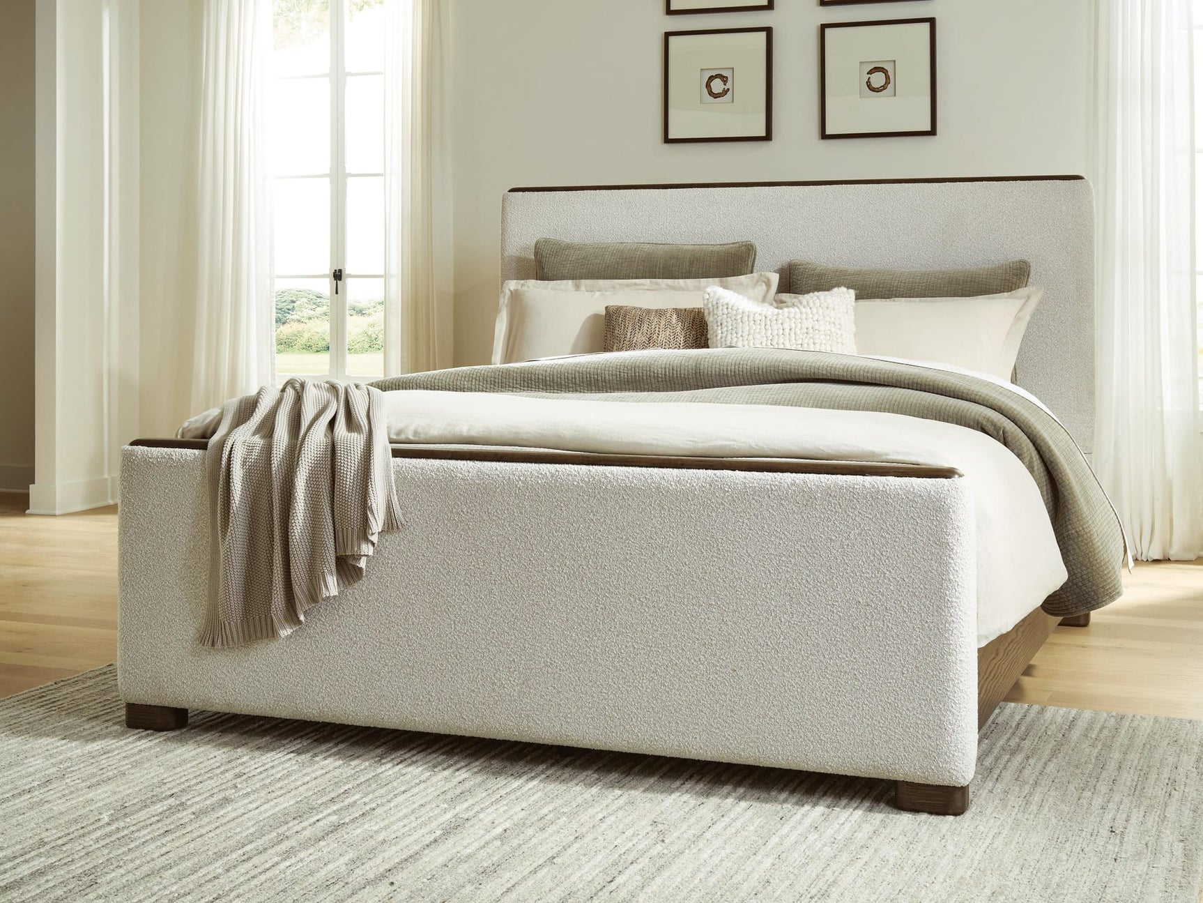 Radkin Burnished Brown Queen Upholstered Panel Bed view 2