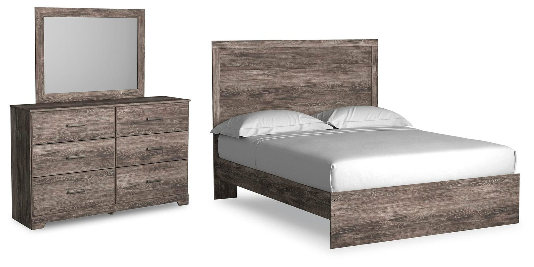 Ralinksi Gray Panel Bedroom Set Queen 3: Bed, Dresser, Mirror from Decor Furniture