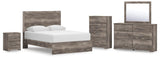 Ralinksi Gray Panel Bedroom Set Queen 5: Bed, Dresser, Mirror, Chest, NightStand from Decor Furniture