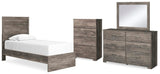 Ralinksi Gray Panel Bedroom Set Twin 4: Bed, Dresser, Mirror, Chest from Decor Furniture