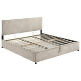 Reeves Upholstered Eastern King Lift-Top Storage Platform Bed Beige from Decor Furniture