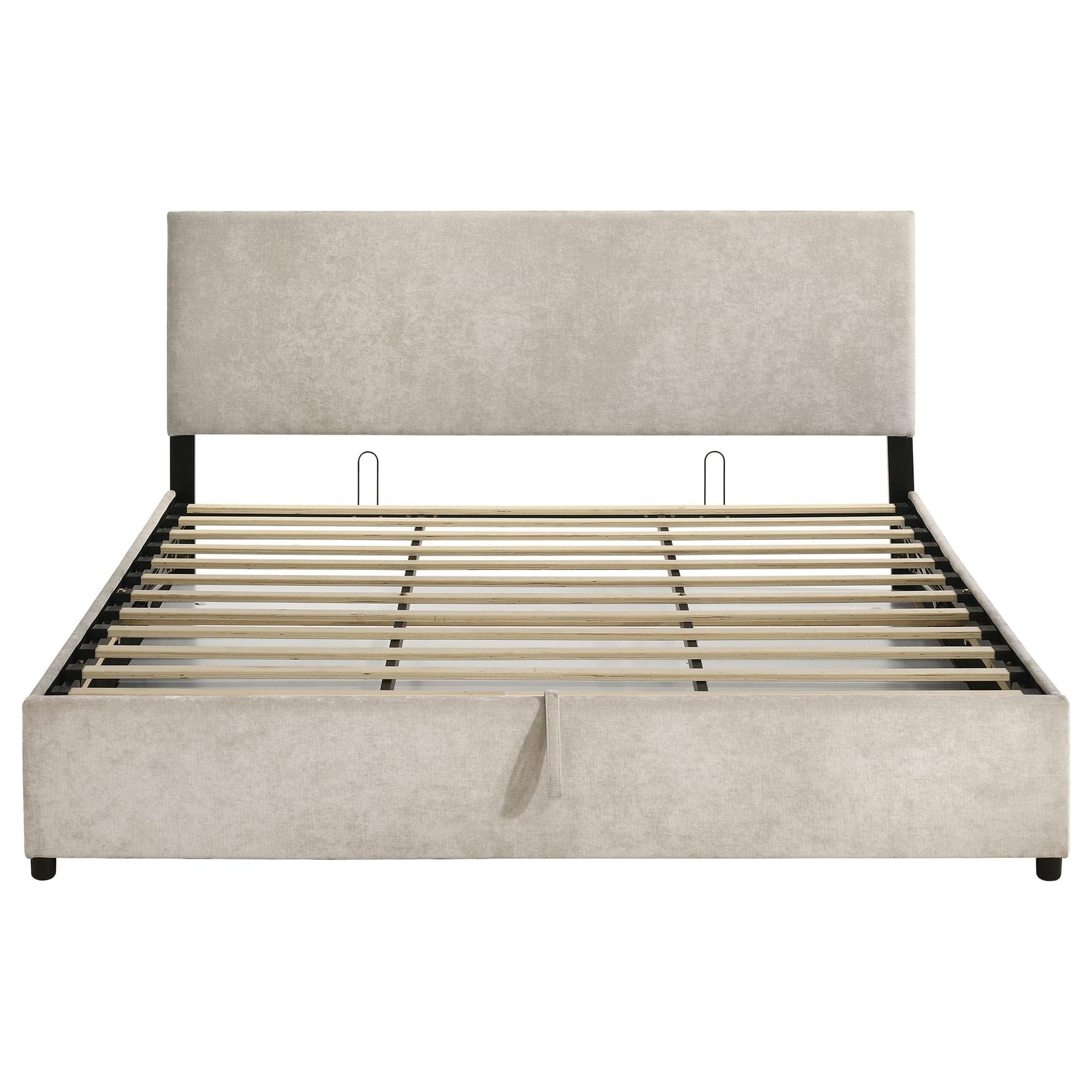 Reeves Upholstered Eastern King Lift-Top Storage Platform Bed Beige view 5