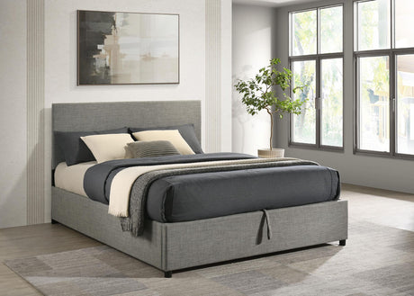 Reeves Upholstered Eastern King Lift-Top Storage Platform Bed Grey view 2