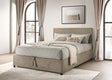 Reeves Upholstered Eastern King Lift-Top Storage Platform Bed Tan view 2
