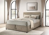 Reeves Upholstered Eastern King Lift-Top Storage Platform Bed Tan view 2
