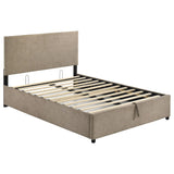 Reeves Upholstered Full Lift-Top Storage Platform Bed Tan from Decor Furniture