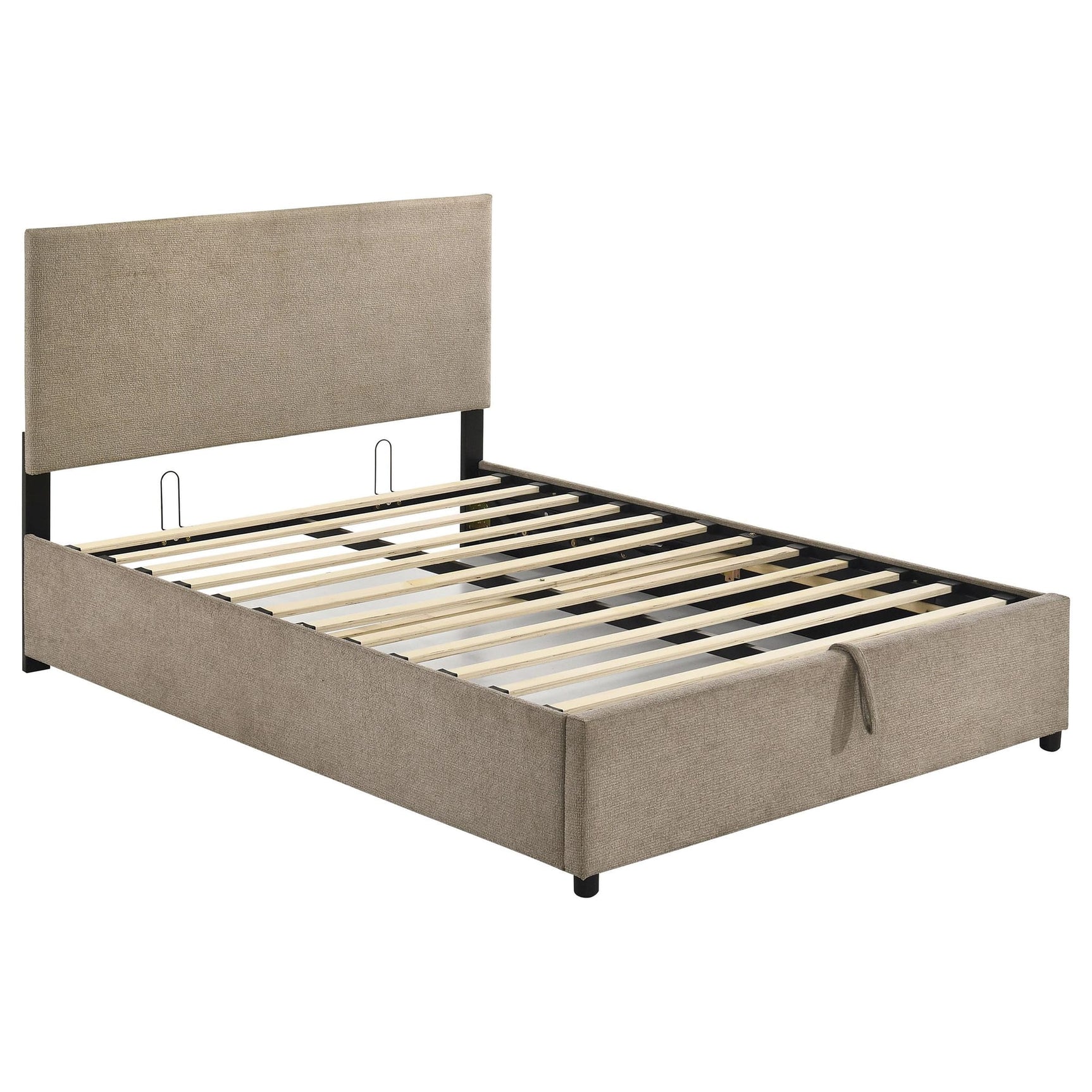 Reeves Upholstered Full Lift-Top Storage Platform Bed Tan from Decor Furniture