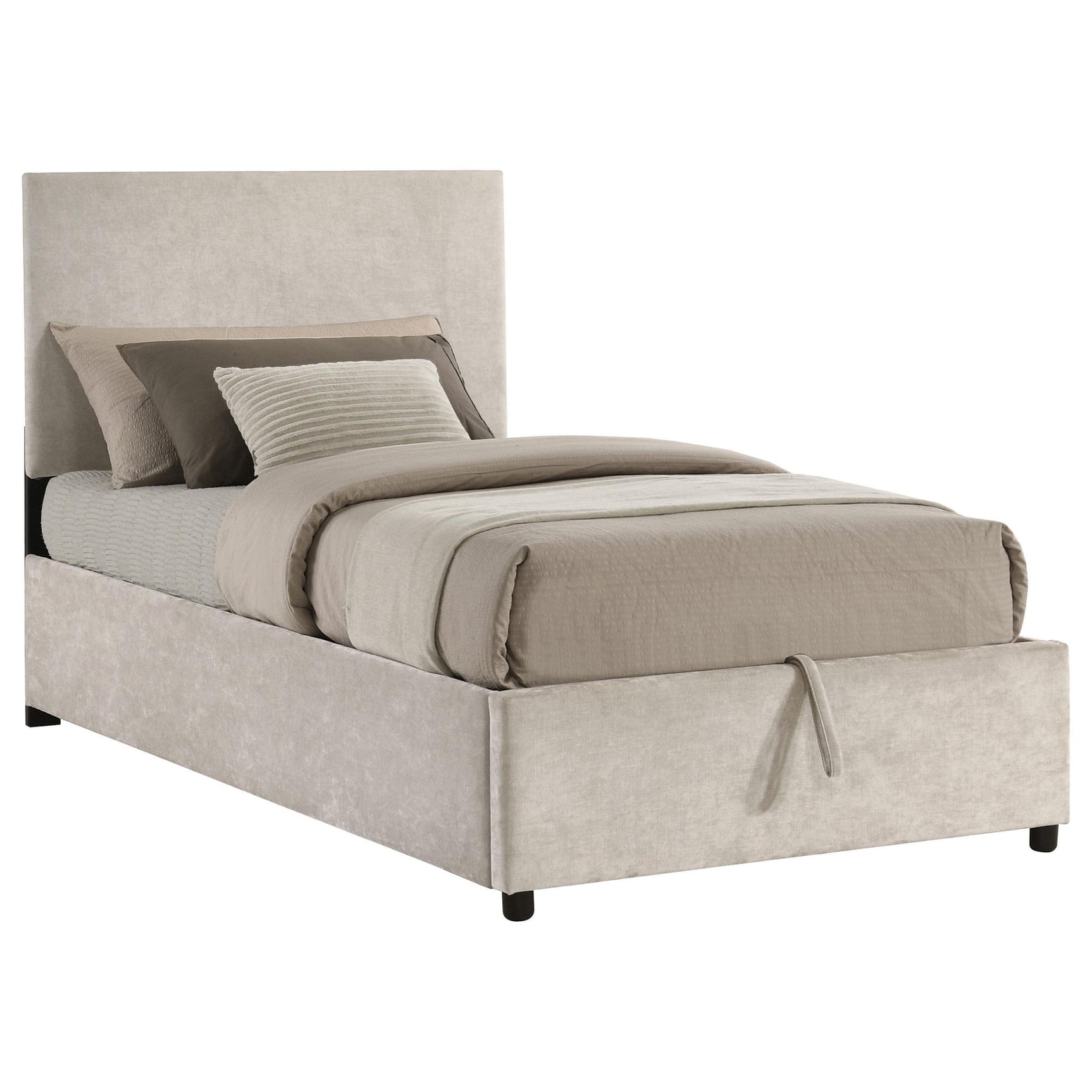 Reeves Upholstered Twin Lift-Top Storage Platform Bed Beige view 5