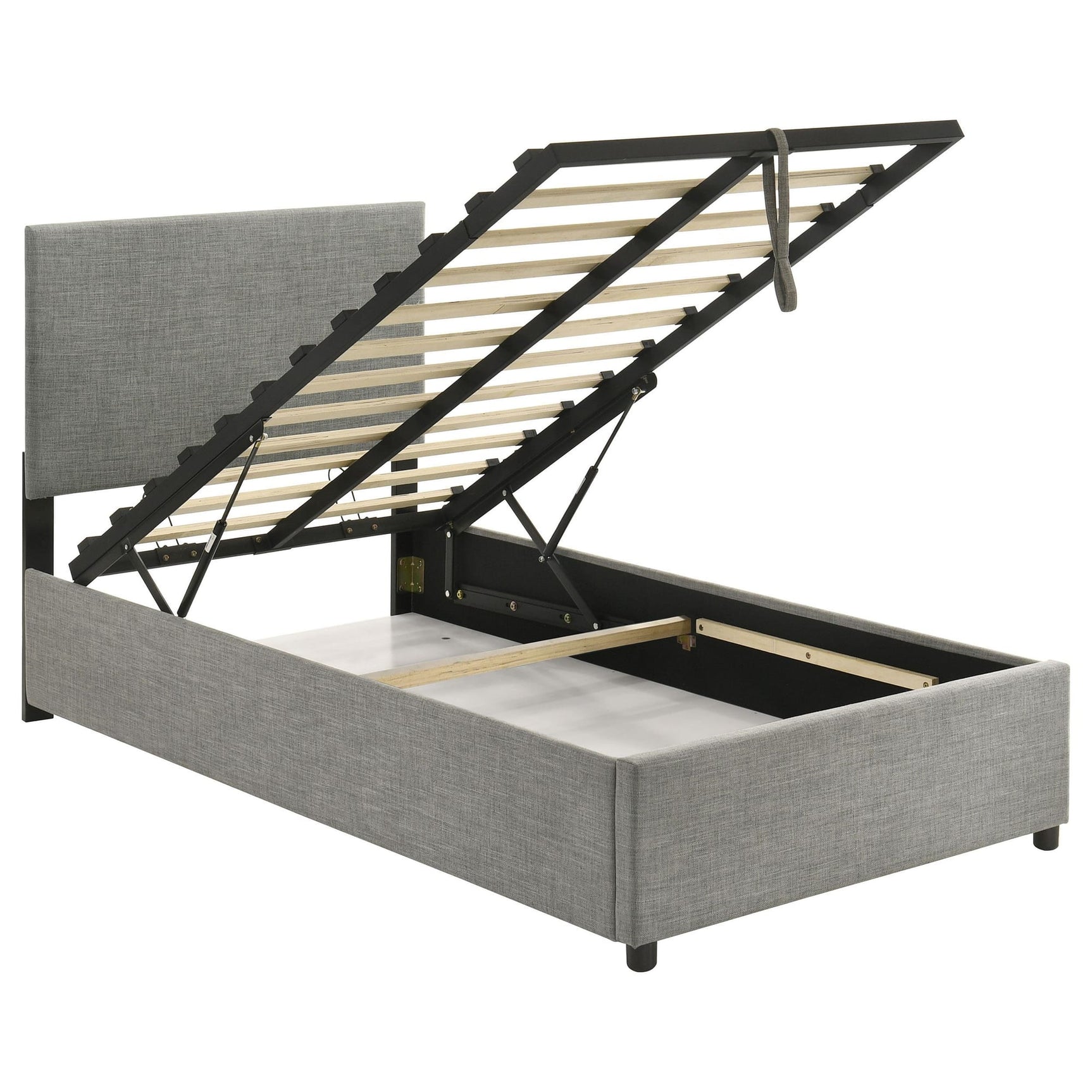 Reeves Upholstered Twin Lift-Top Storage Platform Bed Grey from Decor Furniture