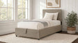 Reeves Upholstered Twin Lift-Top Storage Platform Bed Tan view 2