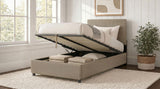 Reeves Upholstered Twin Lift-Top Storage Platform Bed Tan view 3