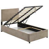 Reeves Upholstered Twin Lift-Top Storage Platform Bed Tan view 4